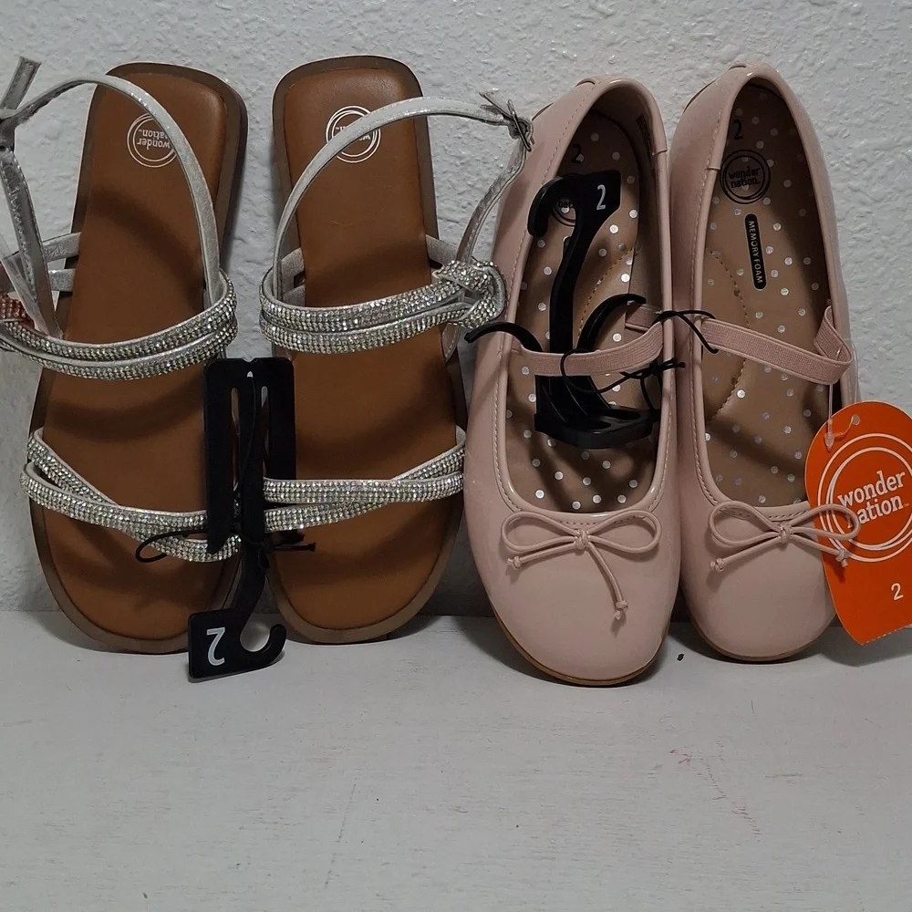 Kids Shoes Pink Flats And Sparkle Sandels